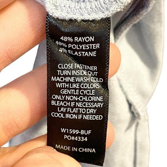 Betabrand Size L Blue Collared Button Long Sleeve Rayon Blend Knit Career Top - Picture 5 of 5